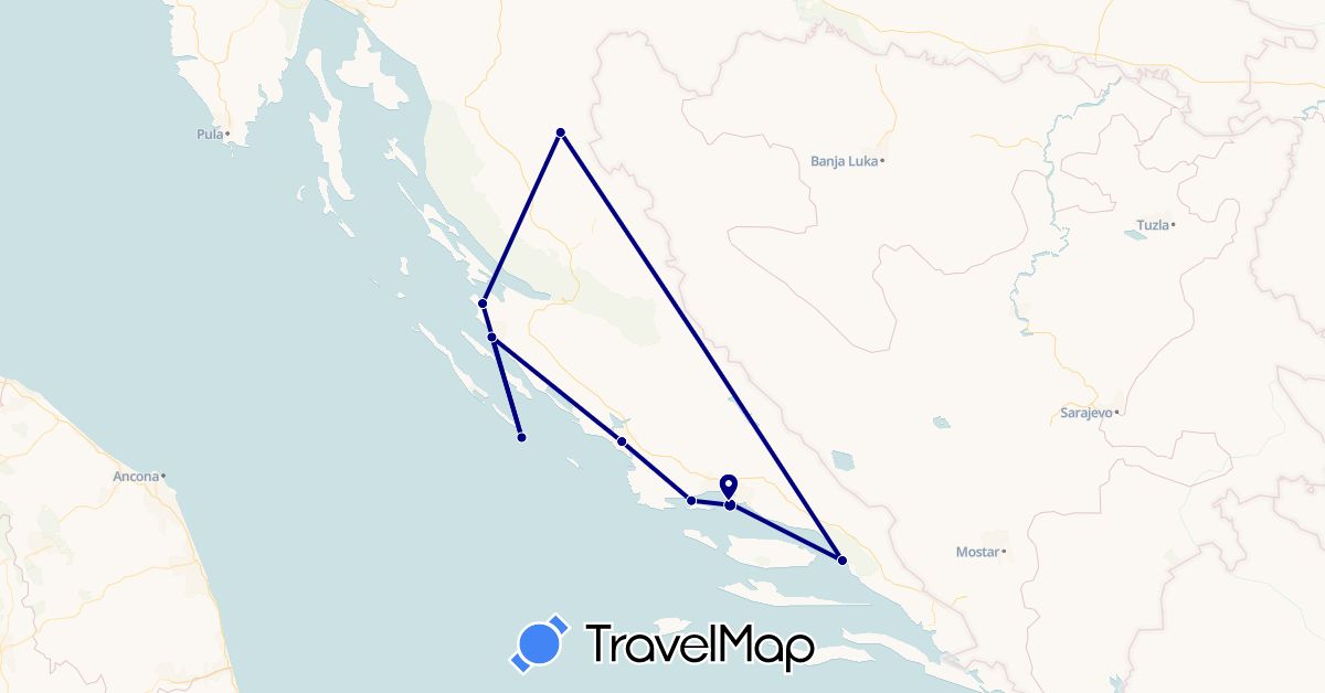 TravelMap itinerary: driving in Croatia (Europe)